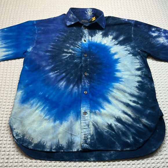 Ralph Lauren Men’s Tie Dye Button Up Long Sleeve Shirt Size 2 Pre Owned - Picture 2 of 9